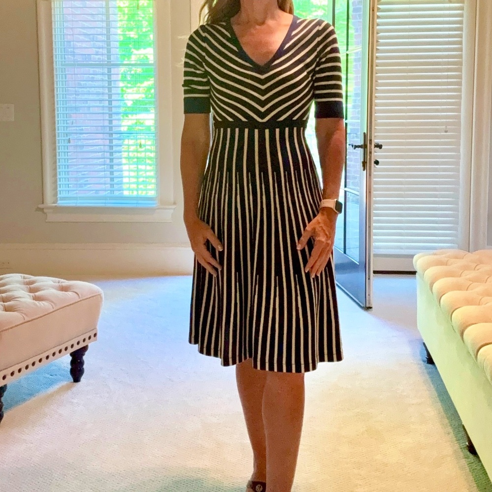 Boden V-neck Navy White Sweater dress Size 2